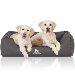 Knuffelwuff Orthopädisches Wasserabweisendes Hundebett Leon aus Velours mit Handwebcharakter anthrazit XXL
