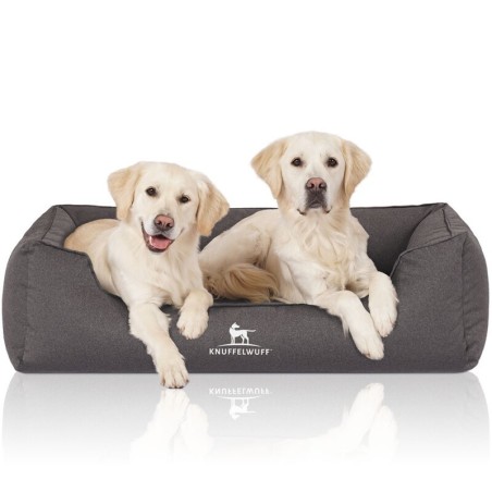 Knuffelwuff Orthopädisches Wasserabweisendes Hundebett Leon aus Velours mit Handwebcharakter anthrazit XXL