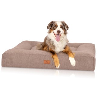 Knuffelwuff orthopädisches Hundebett aus Velours mit Handwebcharakter Sofia beige XXL