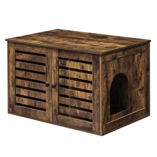 FEANDREA Katzenklo mit Lamellentür braun