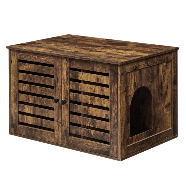 FEANDREA Katzenklo mit Lamellentür braun