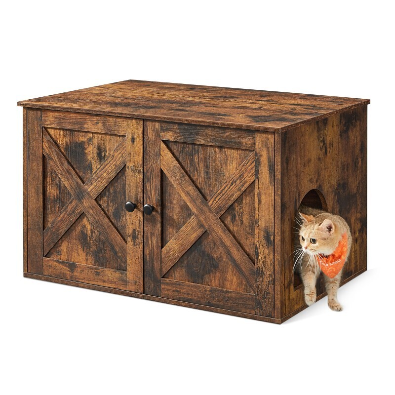 FEANDREA Katzenklo Schrank braun