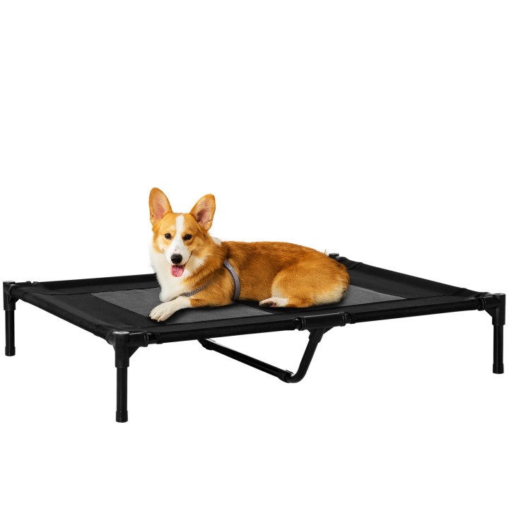 PawHut Hundeliege  Erhöhtes Outdoor Hundebett & Hundesofa, Oxford Schwarz, 92x76x18cm  Aosom