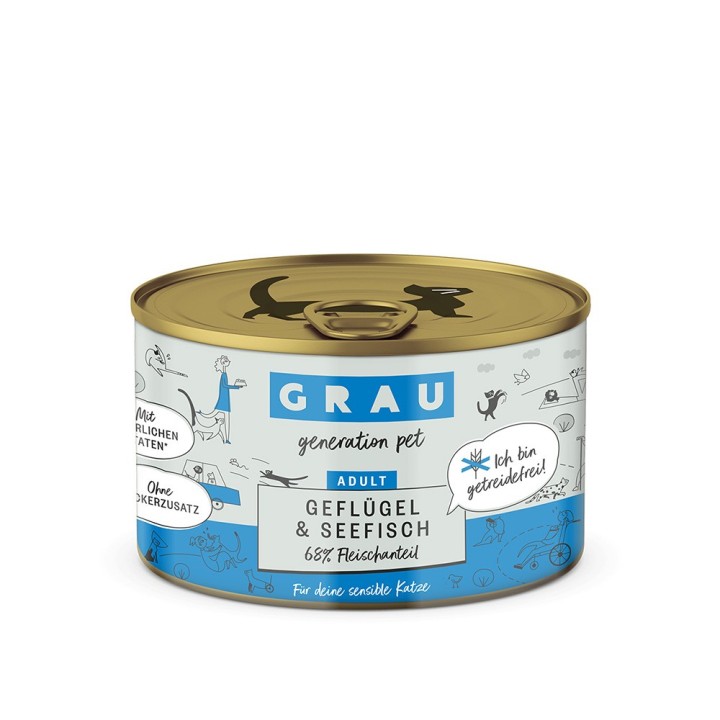 GRAU Adult Getreidefrei 6 x 200 g - Geflügel & Seefisch