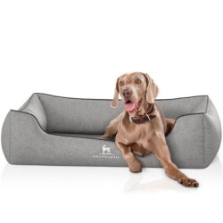 Knuffelwuff Orthopädisches Hundebett Amelie aus Velours mit Handwebcharakter grau XXL