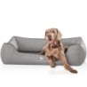 Knuffelwuff Orthopädisches Hundebett Amelie aus Velours mit Handwebcharakter grau XXL