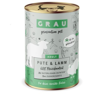 GRAU Schlemmertöpfchen getreidefrei 6 x 400 g - Pute & Lamm