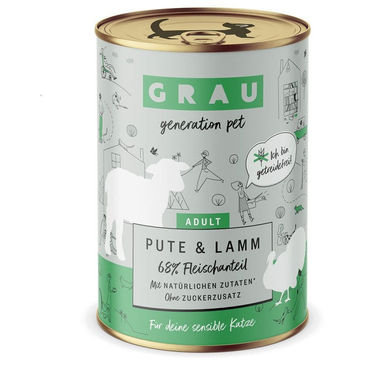 GRAU Schlemmertöpfchen getreidefrei 6 x 400 g - Pute & Lamm