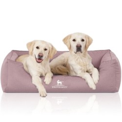 Knuffelwuff Orthopädisches Wasserabweisendes Hundebett Leon aus Velours mit Handwebcharakter hellrosa XL