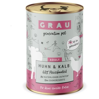 GRAU Schlemmertöpfchen getreidefrei 6 x 400 g - Huhn & Kalb
