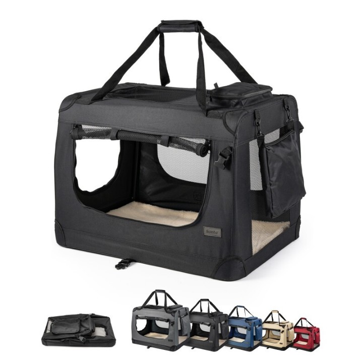 Lionto Hundetransportbox - faltbar - schwarz XXXL