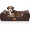 Knuffelwuff Hundebett Luke aus Velours mit feinem Handwebcharakter braun M-L