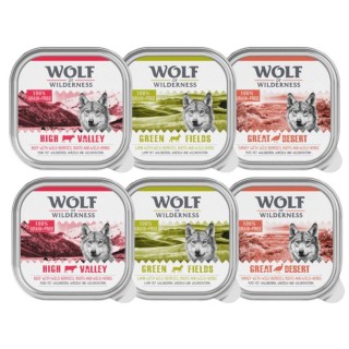 Wolf of Wilderness Adult - Single Protein 6 / 24 x 300 g Schale  - 6 x 300 g: Mixpaket: Rind, Pute, Lamm