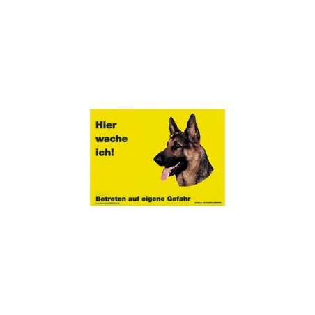 Warnschild "Hier wache ich!" Größe 28 x 20 cm, gelb