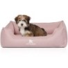 Knuffelwuff Orthopädisches Hundebett Luisa aus Velours mit feinem Handwebcharakter Sunshine Edition hellrosa M-L