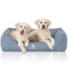 Knuffelwuff Orthopädisches Wasserabweisendes Hundebett Leon aus Velours mit Handwebcharakter hellblau XL