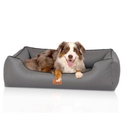 Knuffelwuff orthopädisches Hundebett Montana aus Kunstleder grau XL