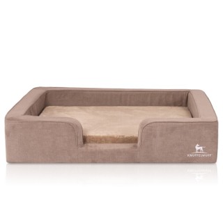 Knuffelwuff orthopädisches Hundebett mit Wendekissen aus Velours Bellamy braun XXL
