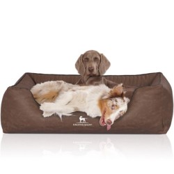 Knuffelwuff Orthopädisches Hundebett Columbia aus laser-gestepptem Kunstleder braun XL