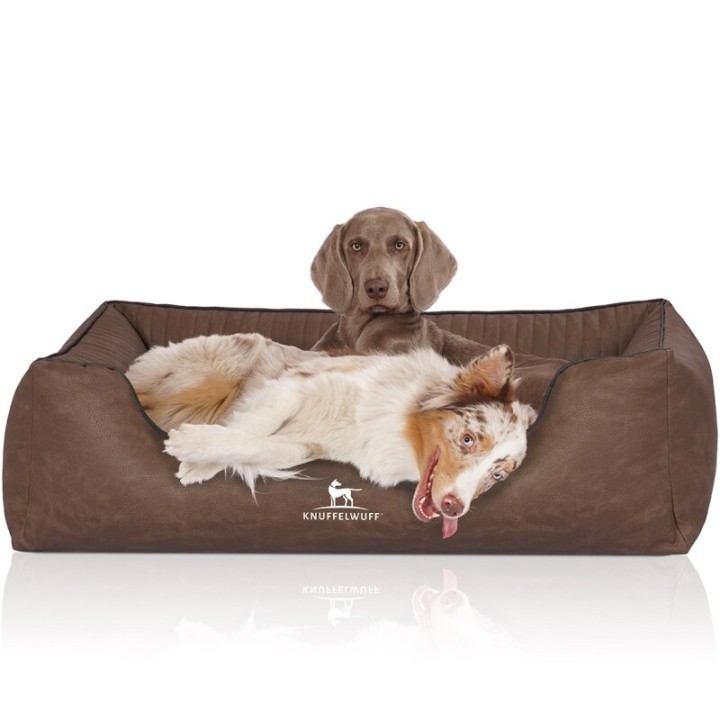 Knuffelwuff Orthopädisches Hundebett Columbia aus laser-gestepptem Kunstleder braun XL
