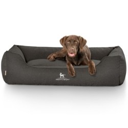 Knuffelwuff Hundebett Crispino aus Velours mit Handwebcharakter schwarz XXXL