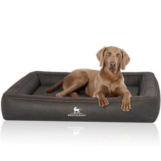 Knuffelwuff Orthopädisches Hundebett aus Laser gestepptem Kunstleder Montego schwarz XL