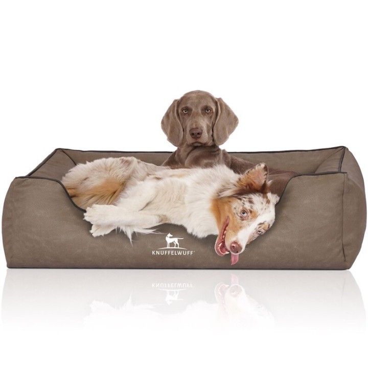 Knuffelwuff Hundebett Scottsdale aus Kunstleder stone clay XXXL
