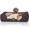 Knuffelwuff Orthopädisches Hundebett Outback aus laser-gestepptem Kunstleder schwarz/ braun XXL