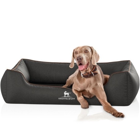 Knuffelwuff Orthopädisches Hundebett Amelie aus Velours mit Handwebcharakter schwarz XXXL