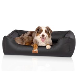 Knuffelwuff orthopädisches Hundebett Montana aus Kunstleder schwarz XXXL