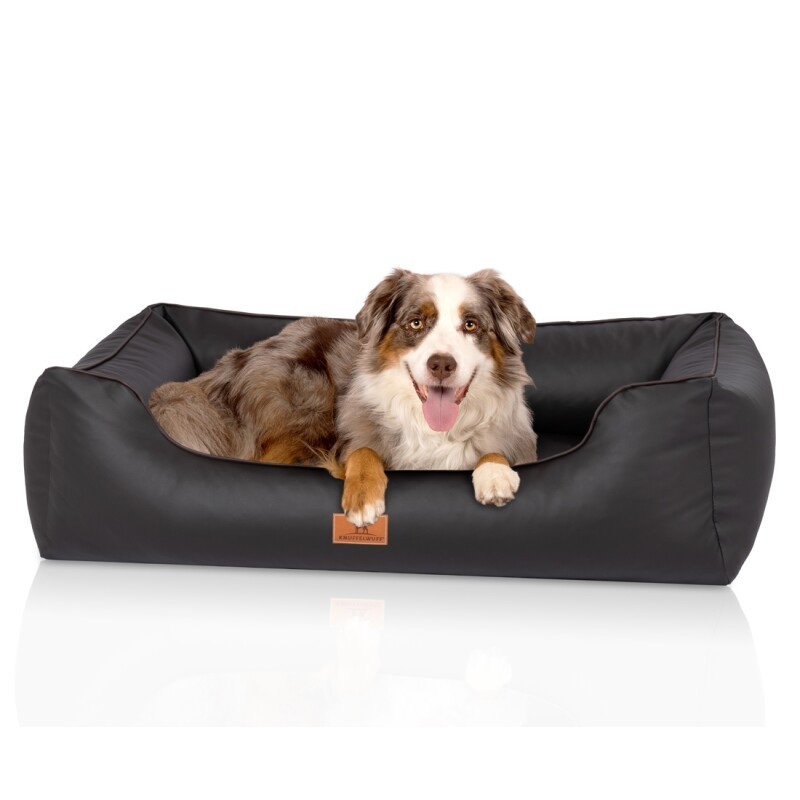 Knuffelwuff orthopädisches Hundebett Montana aus Kunstleder schwarz XXXL