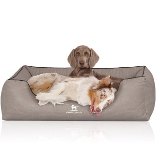 Knuffelwuff Orthopädisches Hundebett Columbia aus laser-gestepptem Kunstleder hellgrau XL