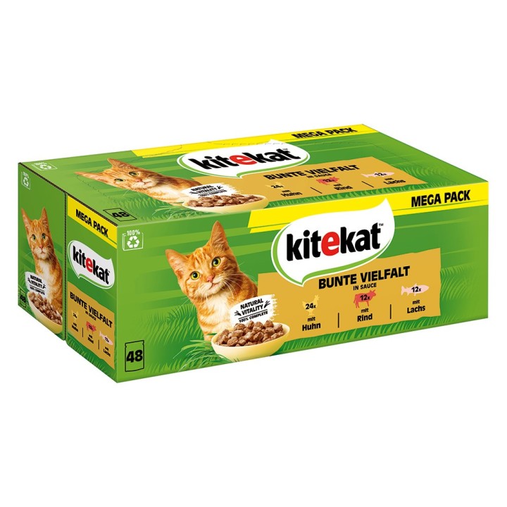 Kitekat Frischebeutel 48 x 85 g - Bunte Vielfalt in Soße