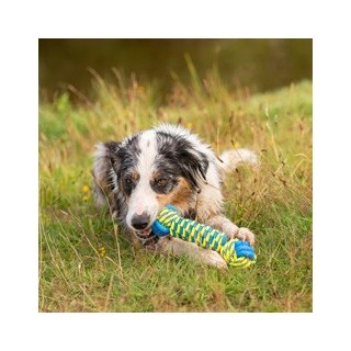 Hunde-Wasserspielzeug Knot Bone blau-gelb, Maße: ca. 28 x 7,3 x 7,3 cm