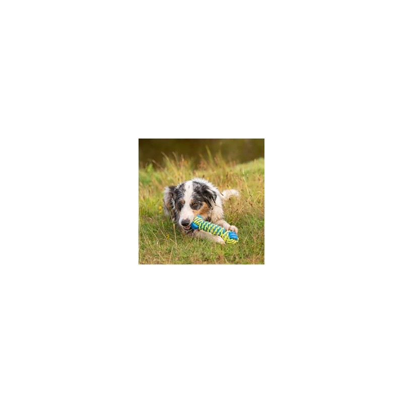 Hunde-Wasserspielzeug Knot Bone blau-gelb, Maße: ca. 28 x 7,3 x 7,3 cm