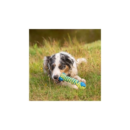 Hunde-Wasserspielzeug Knot Bone blau-gelb, Maße: ca. 28 x 7,3 x 7,3 cm