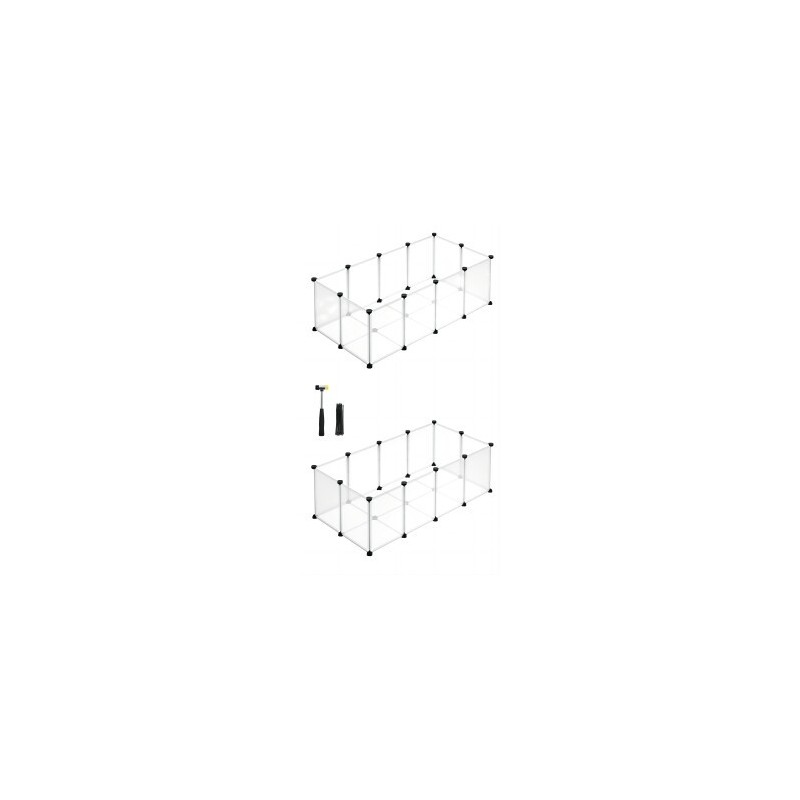 SONGMICS 2er set L-XL Freigehege mit Bodenplatten weiß 1,25 m, 63 cm, 42 cm