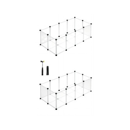 SONGMICS 2er set L-XL Freigehege mit Bodenplatten weiß 1,25 m, 63 cm, 42 cm