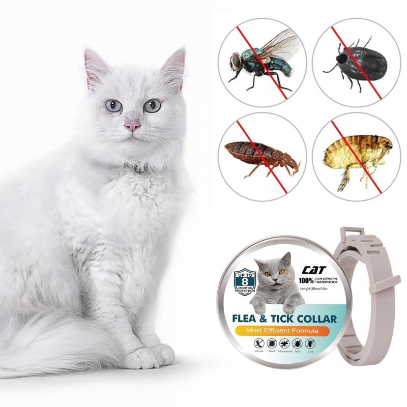 38/62CM Halsband Hunde Katzen Zecken- und Flohbehandlung 8 Monate Haustierschutz 3 PCS grau