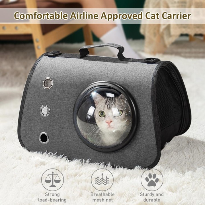 Von der Fluggesellschaft zugelassene Katzentrage, bequeme Haustier-Reisetrage, Umhängetasche, Handtasche für kleine Katzen gr