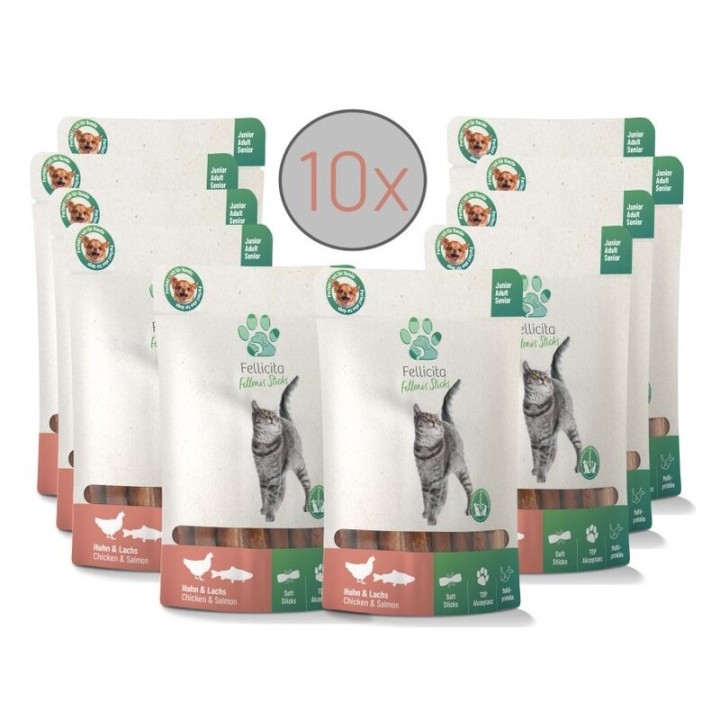 Fellicita Huhn & Lachs Sticks 10x 50g Fellonis Katzensnacks