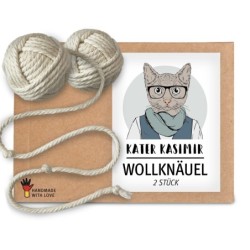 Kater Kasimir 2 Wollknäuel aus Baumwolle als Katzenspielzeug