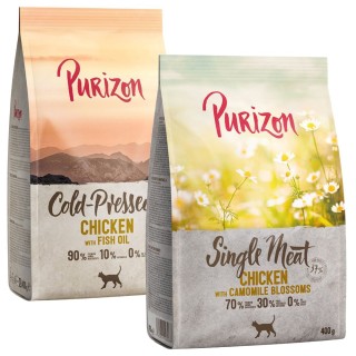 Probiermix Purizon 2 x 400 g  - Kaltgepresst Huhn + Single Meat Huhn