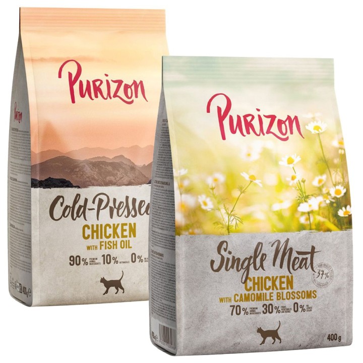 Probiermix Purizon 2 x 400 g  - Kaltgepresst Huhn + Single Meat Huhn