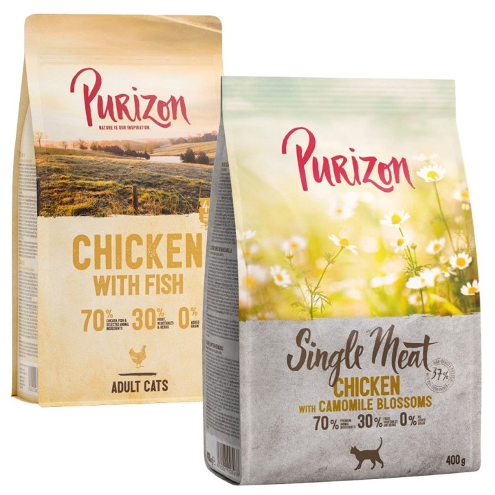 Probiermix Purizon 2 x 400 g  - Huhn mit Fisch + Single Meat Huhn mit Kamille