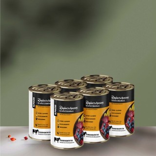 ALPHAZOO Rinderschmaus 6 x 400g, Nassfutter Rind für Hunde