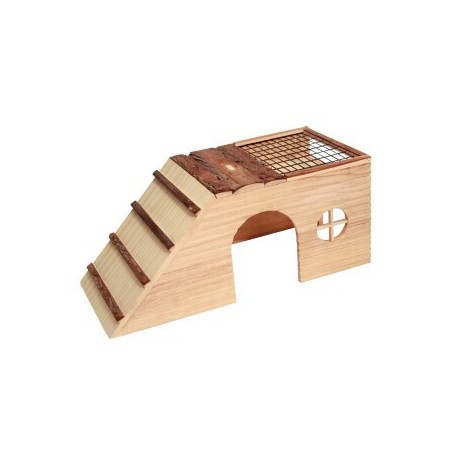 Kerbl Pet Nagerhaus mit Rampe und Futterplatz Nature