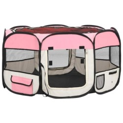 VidaXL faltbarer Welpenlaufstall rosa 1,25 m, 1,25 m, 61 cm