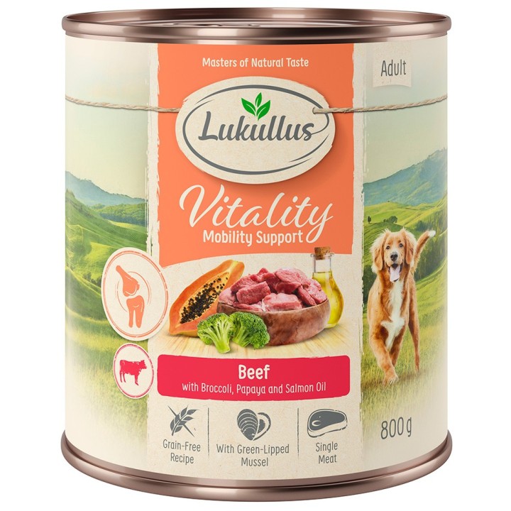 Sparpaket Lukullus Vitality 24 x 800 g -  Unterstützung der Beweglichkeit: Rind (getreidefrei)
