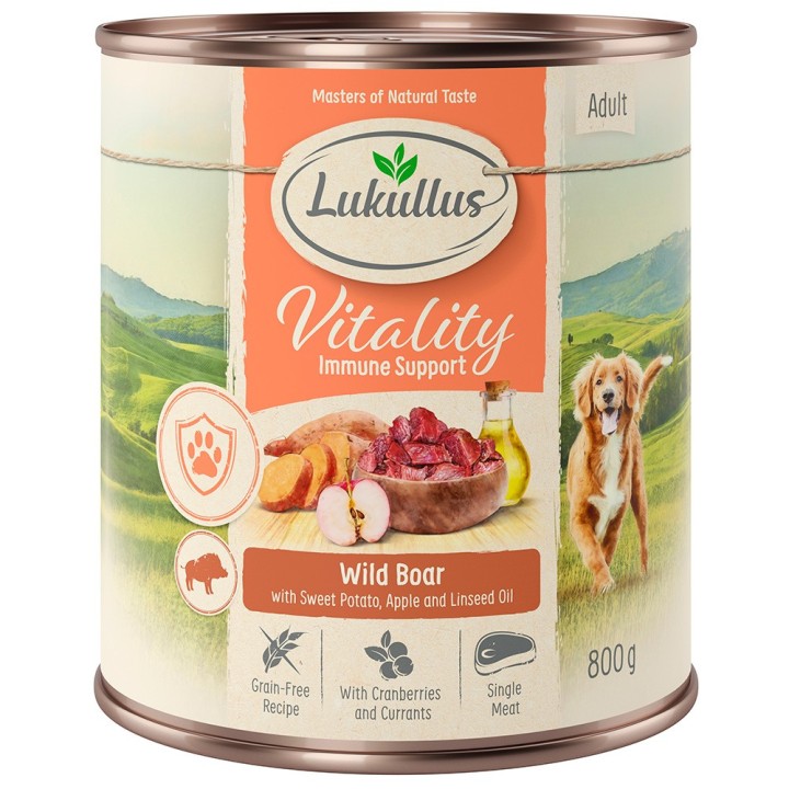 Sparpaket Lukullus Vitality 24 x 800 g - Unterstützung für das Immunsystem: Wildschwein (getreidefrei)